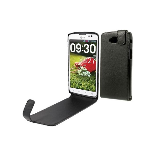 CUSTODIA FLIP VERTICALE PELLE per LG G PRO LITE D680, D682TR, G PRO LITE DUAL D686 COLORE NERO