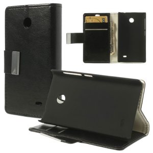 CUSTODIA FLIP ORIZZONTALE PELLE per NOKIA X, X+ CON STAND E TASCHE PORTA CARTE COLORE NERO