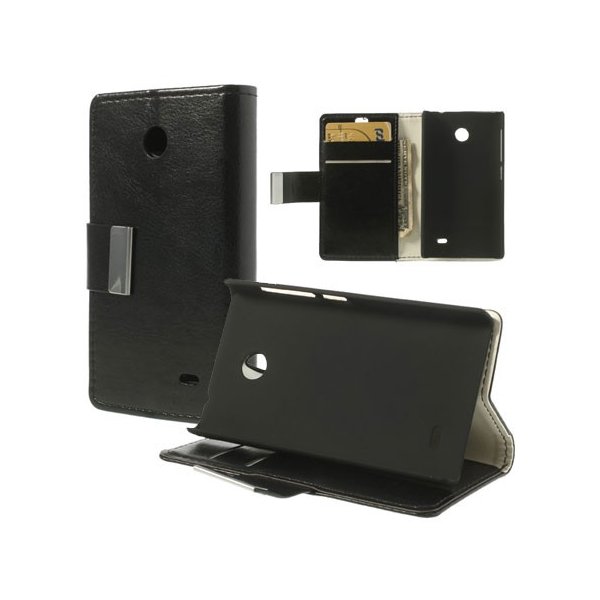 CUSTODIA FLIP ORIZZONTALE PELLE per NOKIA X, X+ CON STAND E TASCHE PORTA CARTE COLORE NERO