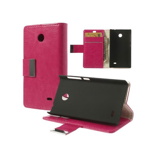 CUSTODIA FLIP ORIZZONTALE PELLE per NOKIA X, X+ CON STAND E TASCHE PORTA CARTE COLORE FUCSIA