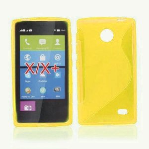 CUSTODIA GEL TPU SILICONE DOUBLE per NOKIA X, X+ COLORE GIALLO