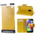 CUSTODIA FLIP ORIZZONTALE PELLE per SAMSUNG G900 GALAXY S5, S5 NEO CON INTERNO IN TPU SILICONE E STAND GIALLO SONATA BLISTER