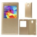 CUSTODIA FLIP COVER ORIZZONTALE SIMILPELLE per SAMSUNG G900F GALAXY S5, GALAXY S5 NEO G903F, S5 PLUS CON FINESTRA ID COLORE ORO