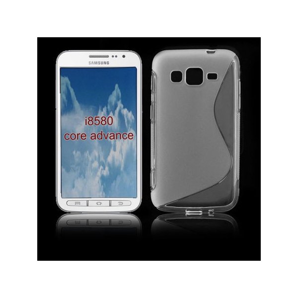 CUSTODIA GEL TPU SILICONE DOUBLE per SAMSUNG I8580 GALAXY CORE ADVANCE COLORE BIANCO-TRASPARENTE