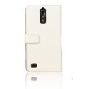 CUSTODIA FLIP ORIZZONTALE PELLE per HUAWEI ASCEND G710, A199  CON STAND E TASCHE PORTA CARTE COLORE BIANCO