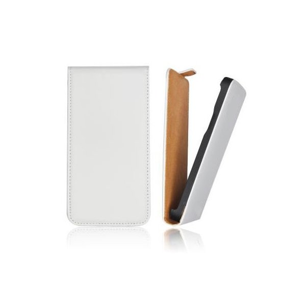 CUSTODIA FLIP VERTICALE SLIM PELLE per SAMSUNG G3500 GALAXY CORE PLUS, G3502 GALAXY TREND 3 COLORE BIANCO