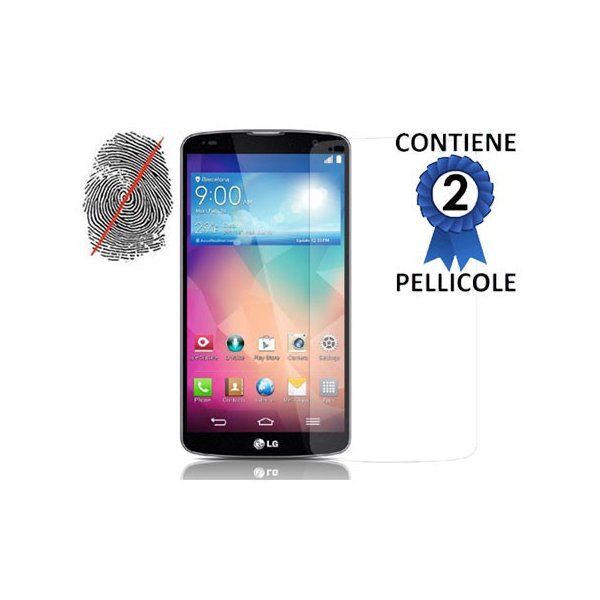 PELLICOLA PROTEGGI DISPLAY ANTI IMPRONTA per LG G PRO 2, D837, D838, F350 CONFEZIONE 2 PEZZI