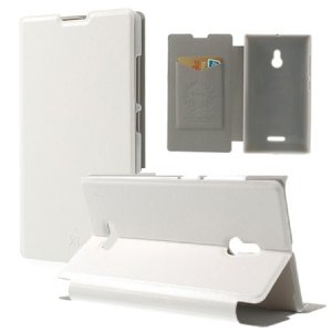 CUSTODIA FLIP ORIZZONTALE PELLE per NOKIA XL CON STAND E TASCHE PORTA CARTE COLORE BIANCO