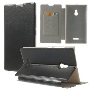 CUSTODIA FLIP ORIZZONTALE PELLE per NOKIA XL CON STAND E TASCHE PORTA CARTE COLORE NERO