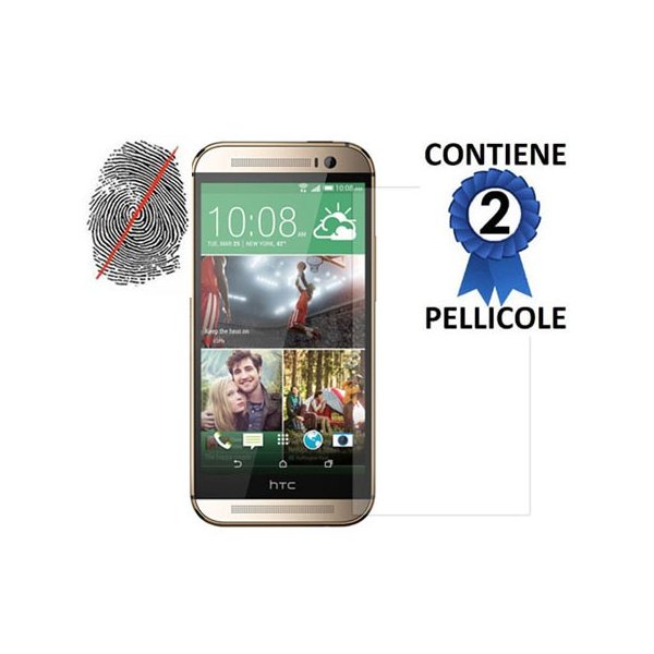 PELLICOLA PROTEGGI DISPLAY ANTI IMPRONTA per HTC ONE 2 ( M8 ), ONE M8s CONFEZIONE 2 PEZZI