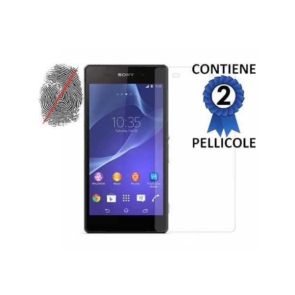 PELLICOLA PROTEGGI DISPLAY ANTI IMPRONTA per SONY XPERIA Z2 CONFEZIONE 2 PEZZI