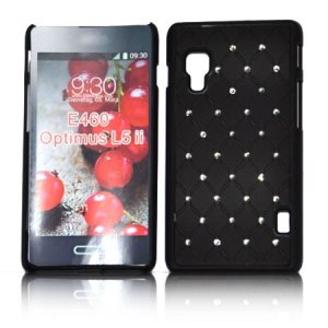 CUSTODIA BACK RIGIDA CON BRILLANTINI per LG OPTIMUS L5 II, E460 COLORE NERO