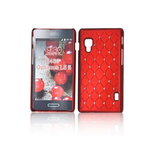 CUSTODIA BACK RIGIDA CON BRILLANTINI per LG OPTIMUS L5 II, E460 COLORE ROSSO