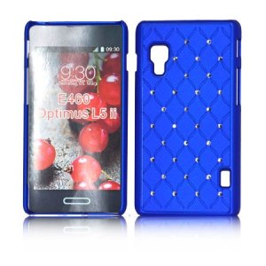 CUSTODIA BACK RIGIDA CON BRILLANTINI per LG OPTIMUS L5 II, E460 COLORE BLU