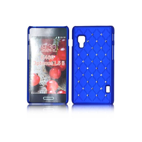 CUSTODIA BACK RIGIDA CON BRILLANTINI per LG OPTIMUS L5 II, E460 COLORE BLU