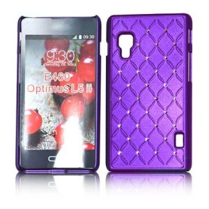 CUSTODIA BACK RIGIDA CON BRILLANTINI per LG OPTIMUS L5 II, E460 COLORE VIOLA