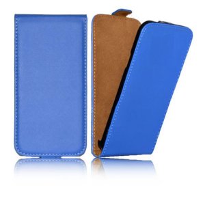 CUSTODIA FLIP VERTICALE SLIM SIMILPELLE per SAMSUNG G900F GALAXY S5, GALAXY S5 NEO G903F, GALAXY S5 PLUS COLORE BLU