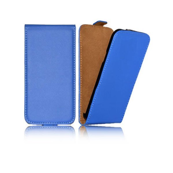 CUSTODIA FLIP VERTICALE SLIM SIMILPELLE per SAMSUNG G900F GALAXY S5, GALAXY S5 NEO G903F, GALAXY S5 PLUS COLORE BLU