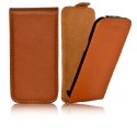 CUSTODIA FLIP SLIM VERTICALE PELLE per SAMSUNG G3500 GALAXY CORE PLUS, G3502 GALAXY TREND 3 COLORE MARRONE