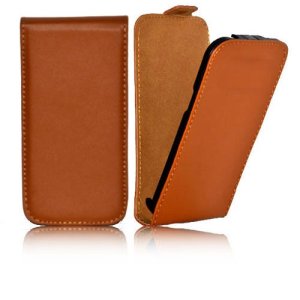 CUSTODIA FLIP SLIM VERTICALE PELLE per SAMSUNG G3500 GALAXY CORE PLUS, G3502 GALAXY TREND 3 COLORE MARRONE