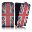 CUSTODIA FLIP VERTICALE PELLE per SAMSUNG I9100 GALAXY S2, I9105 GALAXY S2 PLUS FANTASIA BANDIERA UK ANTICATA