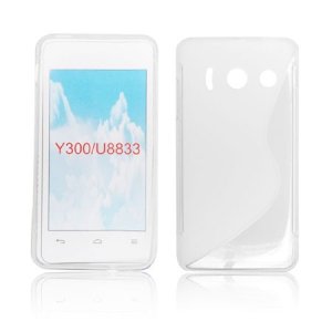 CUSTODIA GEL TPU SILICONE DOUBLE per HUAWEI ASCEND Y300, U8833 COLORE BIANCO-TRASPARENTE