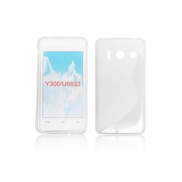 CUSTODIA GEL TPU SILICONE DOUBLE per HUAWEI ASCEND Y300, U8833 COLORE BIANCO-TRASPARENTE