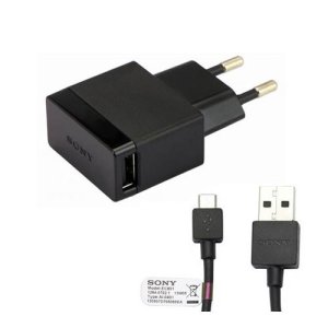 CARICATORE DA RETE 1500mAh ORIGINALE SONY CON 1 PORTA USB (EP880) + CAVO MICRO USB (EC801) COLORE NERO BULK