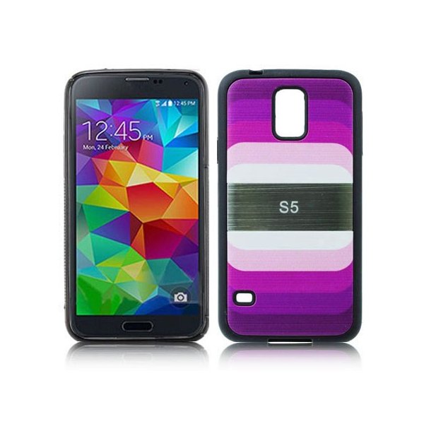 CUSTODIA BACK RIGIDA per SAMSUNG G900F GALAXY S5, GALAXY S5 NEO G903F FANTASIA ARCOBALENO VIOLA CON CORNICE IN GEL TPU