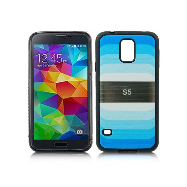 CUSTODIA BACK RIGIDA per SAMSUNG G900F GALAXY S5, GALAXY S5 NEO G903F FANTASIA ARCOBALENO AZZURRO CON CORNICE IN GEL TPU