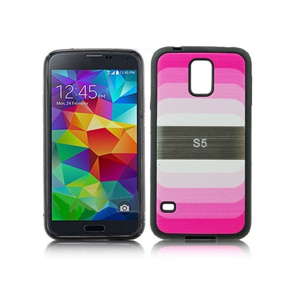 CUSTODIA BACK RIGIDA per SAMSUNG G900F GALAXY S5, GALAXY S5 NEO G903F FANTASIA ARCOBALENO ROSA CON CORNICE IN GEL TPU