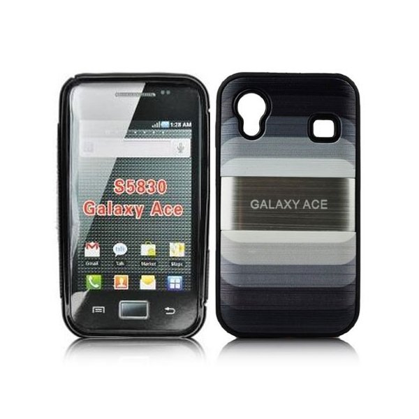 CUSTODIA BACK RIGIDA per SAMSUNG S5830 GALAXY ACE FANTASIA ARCOBALENO NERO CON CORNICE IN GEL TPU SILICONE BLUN BLISTER