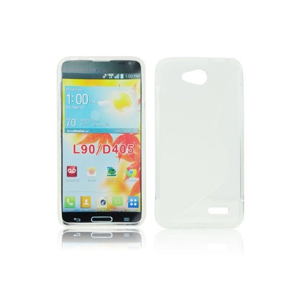 CUSTODIA GEL TPU SILICONE DOUBLE per LG L90 DUAL D410 COLORE BIANCO-TRASPARENTE