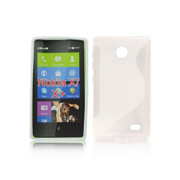 CUSTODIA GEL TPU SILICONE DOUBLE per NOKIA X, X+ COLORE BIANCO-TRASPARENTE