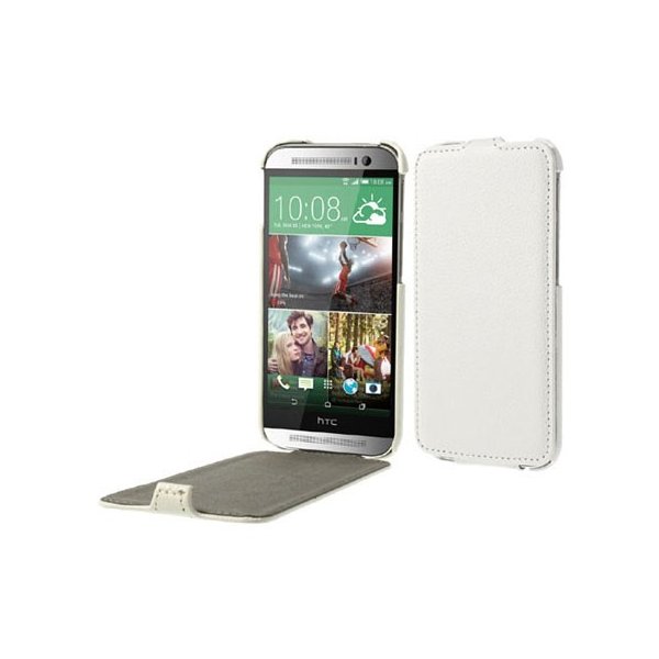 CUSTODIA FLIP VERTICALE ULTRA SLIM PELLE per HTC ONE 2 ( M8 ), ONE M8s COLORE BIANCO