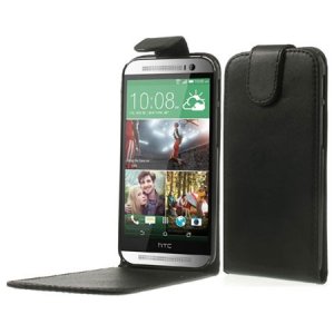 CUSTODIA FLIP VERTICALE PELLE per HTC ONE 2 ( M8 ), ONE M8s COLORE NERO