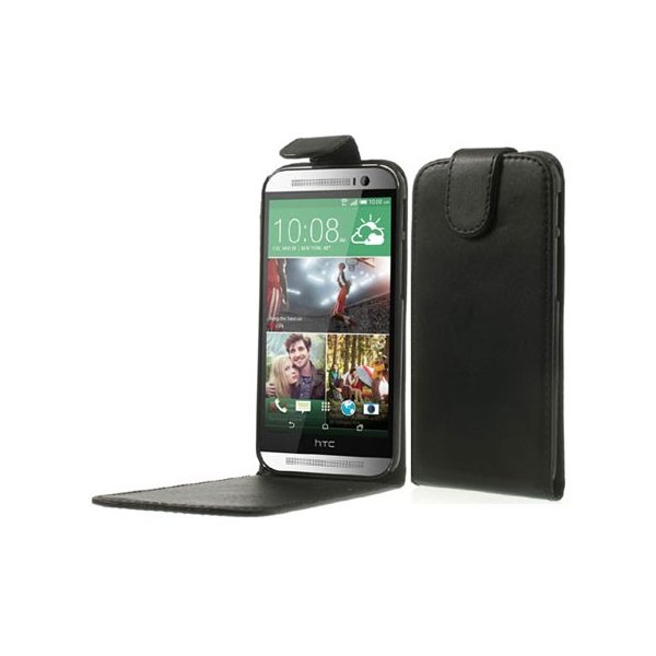 CUSTODIA FLIP VERTICALE PELLE per HTC ONE 2 ( M8 ), ONE M8s COLORE NERO