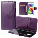 CUSTODIA FLIP ORIZZONTALE SIMILPELLE per SAMSUNG G900F GALAXY S5, GALAXY S5 NEO G903F CON TASCHE PORTA CARTE COLORE VIOLA