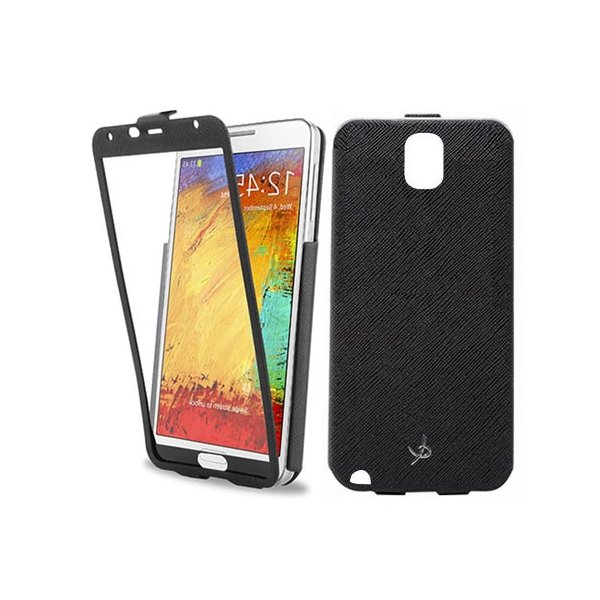 CUSTODIA FLIP VERTICALE ULTRA SLIM per SAMSUNG N9000 GALAXY NOTE 3 CON FINESTRA GRANDE COLORE NERO DOLCE VITA BLISTER