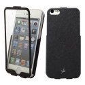 CUSTODIA FLIP VERTICALE ULTRA SLIM per APPLE IPHONE 5, 5s CON FINESTRA GRANDE COLORE NERO DOLCE VITA BLISTER