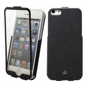 CUSTODIA FLIP VERTICALE ULTRA SLIM per APPLE IPHONE 5, 5s CON FINESTRA GRANDE COLORE NERO DOLCE VITA BLISTER