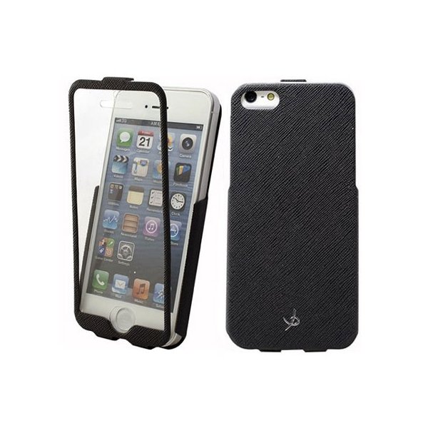 CUSTODIA FLIP VERTICALE ULTRA SLIM per APPLE IPHONE 5, 5s CON FINESTRA GRANDE COLORE NERO DOLCE VITA BLISTER