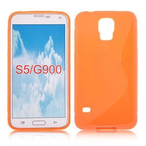 CUSTODIA GEL TPU SILICONE DOUBLE per SAMSUNG G900F GALAXY S5, GALAXY S5 NEO G903F, GALAXY S5 PLUS COLORE ARANCIONE