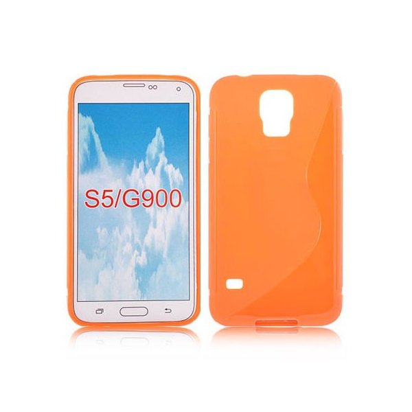 CUSTODIA GEL TPU SILICONE DOUBLE per SAMSUNG G900F GALAXY S5, GALAXY S5 NEO G903F, GALAXY S5 PLUS COLORE ARANCIONE