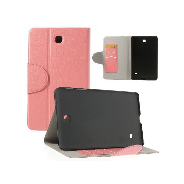 CUSTODIA BOOK ORIZZONTALE per SAMSUNG T330 GALAXY TAB 4 8.0 CON STAND E TASCHE PORTA CARTE COLORE ROSA