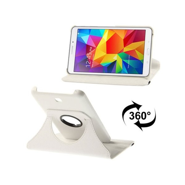 CUSTODIA BOOK PELLE GIREVOLE per SAMSUNG GALAXY TAB 4 7.0, SM-T230, 7" POLLICI CON STAND E CHIUSURA ELASTICO COLORE BIANCO