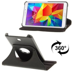 CUSTODIA BOOK PELLE GIREVOLE per SAMSUNG GALAXY TAB 4 7.0, SM-T230, 7" POLLICI CON STAND E CHIUSURA ELASTICO COLORE NERO