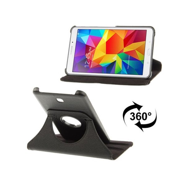 CUSTODIA BOOK PELLE GIREVOLE per SAMSUNG GALAXY TAB 4 7.0, SM-T230, 7" POLLICI CON STAND E CHIUSURA ELASTICO COLORE NERO