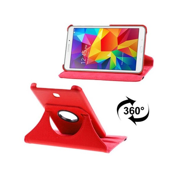 CUSTODIA BOOK PELLE GIREVOLE per SAMSUNG GALAXY TAB 4 7.0, SM-T230, 7" POLLICI CON STAND E CHIUSURA ELASTICO COLORE ROSSO