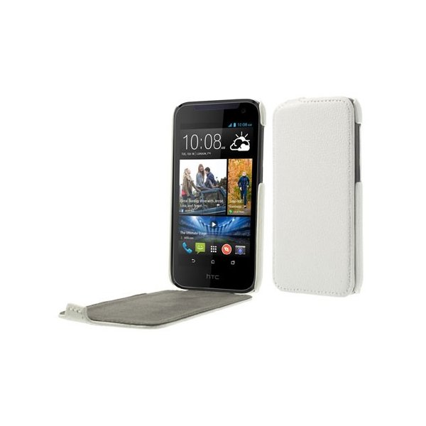 CUSTODIA FLIP VERTICALE ULTRA SLIM PELLE per HTC DESIRE 310 COLORE BIANCO